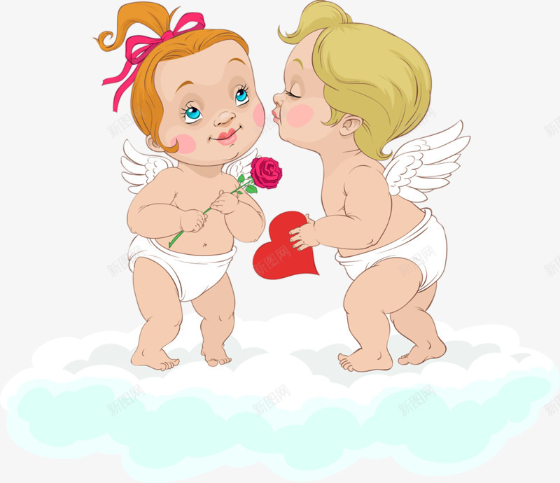 两个可爱的小孩png免抠素材_新图网 https://ixintu.com 可爱 孩子 宝宝 手绘 接吻 爱心