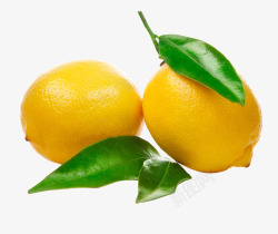 新鲜黄色绿叶柠檬素材