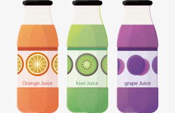 瓶装橙汁素材手绘橙汁猕猴桃汁瓶装饮料矢量图高清图片