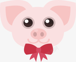 带领结的粉色小猪矢量图素材