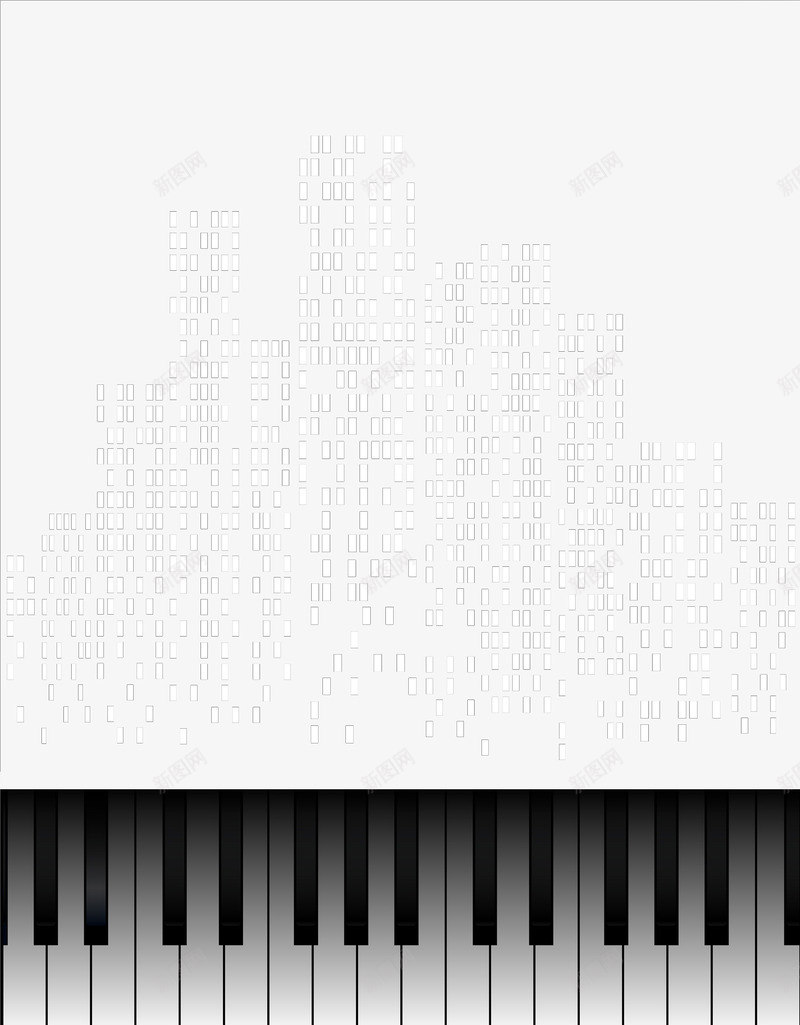 手绘琴键建筑png免抠素材_新图网 https://ixintu.com 乐器 琴键 白色建筑灯光 钢琴 音乐 黑白手绘 黑白钢琴键