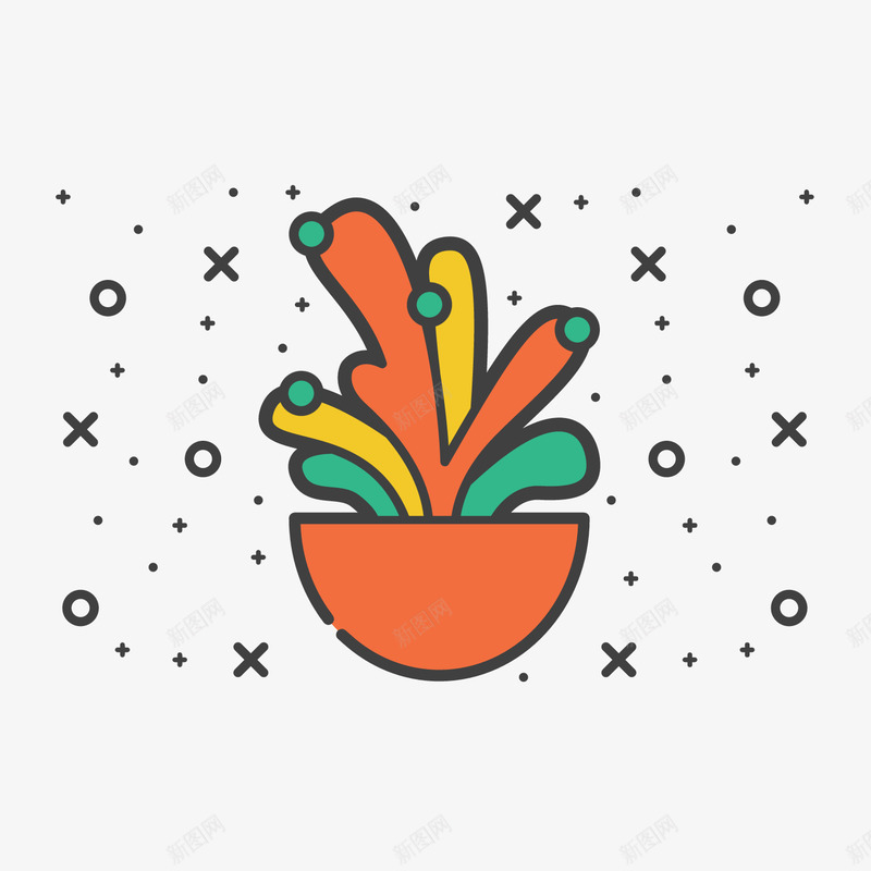 彩色手绘多肉植物元素矢量图图标eps_新图网 https://ixintu.com 卡通图标 多肉 彩色 扁平化 手绘 自然 装饰 矢量图