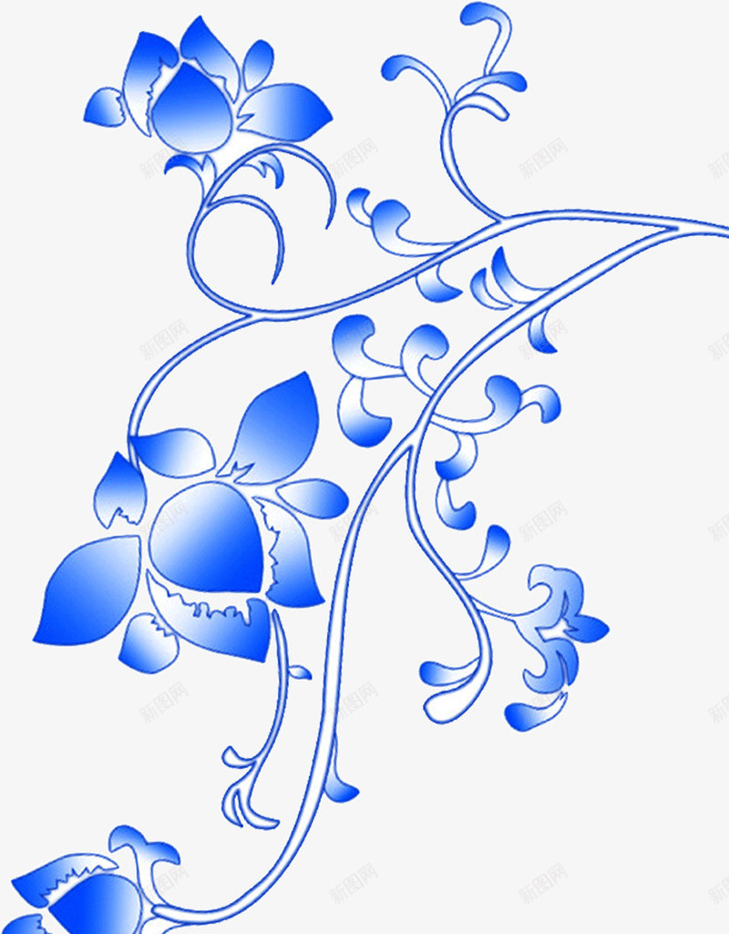 蓝色的花枝png免抠素材_新图网 https://ixintu.com 花朵 花枝 蓝色