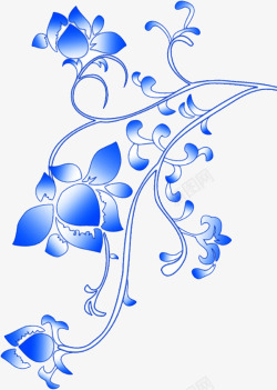 蓝色的花枝素材