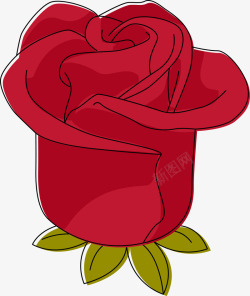 红色玫瑰花矢量图素材