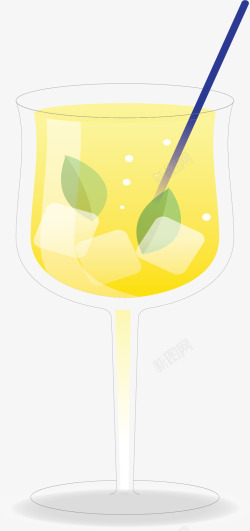 黄色夏天的菠萝汁矢量图素材