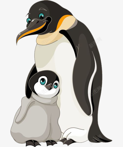 企鹅母子png免抠素材_新图网 https://ixintu.com 企鹅 企鹅妈妈 企鹅宝宝 依偎