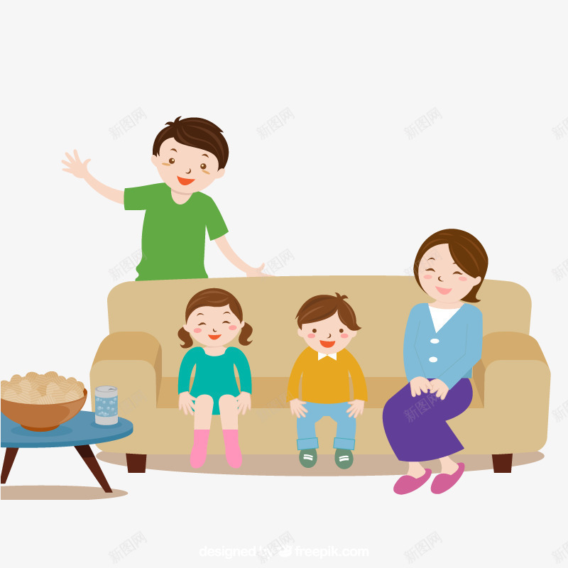 一家人png免抠素材_新图网 https://ixintu.com 孩子 家庭 沙发 看电视