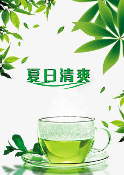 夏日清爽绿茶背景素材