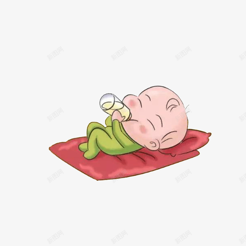 开心躺着喝奶的小宝宝png免抠素材_新图网 https://ixintu.com 喝奶的宝宝 开心躺着喝奶的小宝宝 红色毛毯和枕头