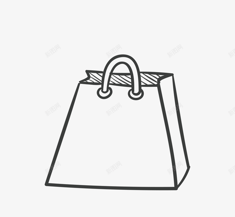 线条购物袋png免抠素材_新图网 https://ixintu.com 一个 卡通 手绘 简图 简笔 线条 购物袋 黑色