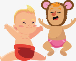 婴幼儿护理男孩高兴表情可爱卡通手绘婴儿素矢量图高清图片