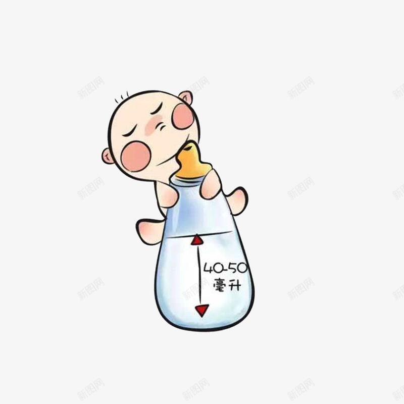 挂着奶瓶上喝奶的宝宝png免抠素材_新图网 https://ixintu.com 卡通 喝奶的宝宝 大奶瓶 挂着奶瓶上喝奶的宝宝
