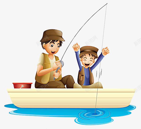 在船上钓鱼png免抠素材_新图网 https://ixintu.com 孩子 水 船 钓鱼