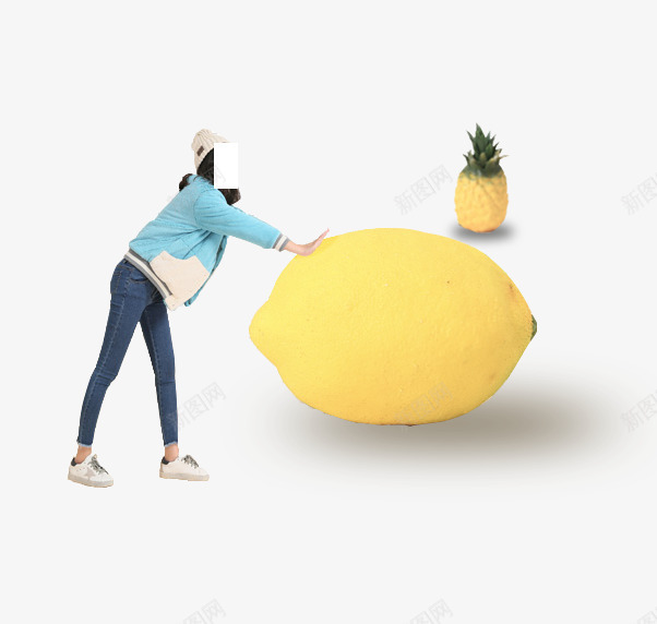 女装模特psd免抠素材_新图网 https://ixintu.com 创意 女装模特 小清新风格 柠檬 模特 水果 美女 菠萝