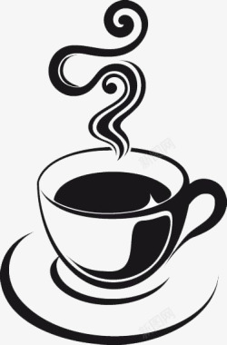 线条咖啡杯黑色咖啡杯高清图片