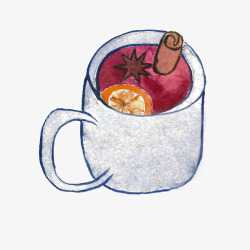 杯子装的果茶手绘线条水果茶高清图片