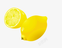 手绘黄色的柠檬素材
