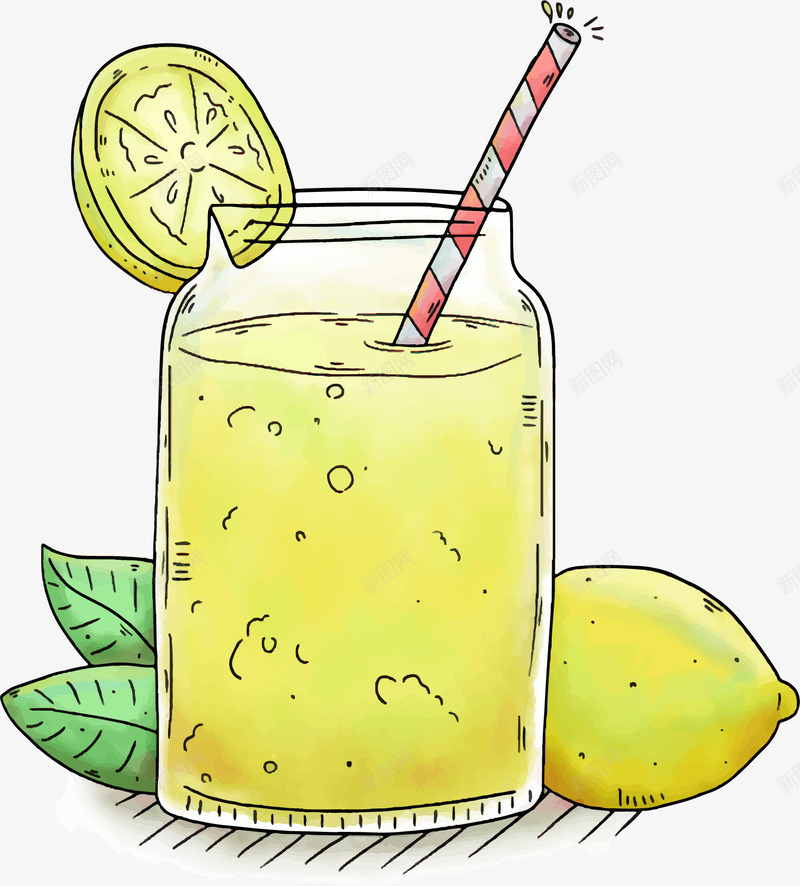 清新柠檬汁png免抠素材_新图网 https://ixintu.com 手绘柠檬 手绘柠檬汁 柠檬汁 矢量素材