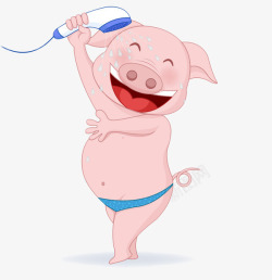 不爱洗澡的小猪小猪猪洗澡高清图片