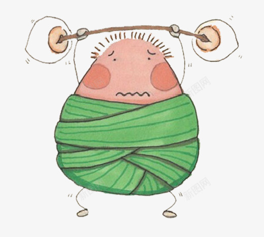 卡通举重粽子png免抠素材_新图网 https://ixintu.com 举重 粽叶 粽子 糯米
