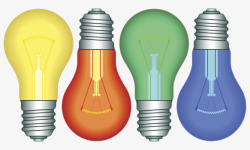红蓝绿黄红蓝绿黄立体电器灯泡卡通手绘高清图片