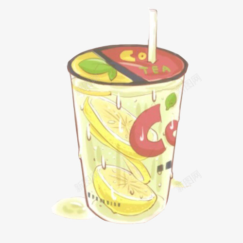 柠檬汽水手绘画片png免抠素材_新图网 https://ixintu.com 柠檬水 水果味 汽水 色彩画 酸甜 饮品