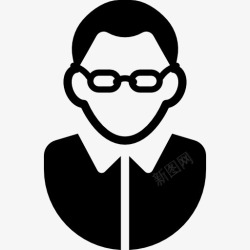 配置文件头像戴眼镜的男人和衬衫图标高清图片