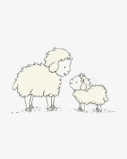 单色调绵羊母子高清图片