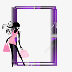 时尚照片ae时尚女郎装饰紫色相框高清图片