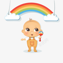 剪贴画素材下载可爱婴儿和彩虹剪贴画矢量图高清图片