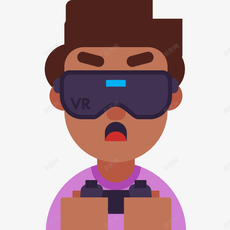 玩VR游戏的男孩png免抠素材_新图网 https://ixintu.com VR 人物头像 人物设计 扁平化 游戏 男孩
