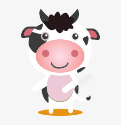 卡通可爱小动物装饰动物头像奶牛素材