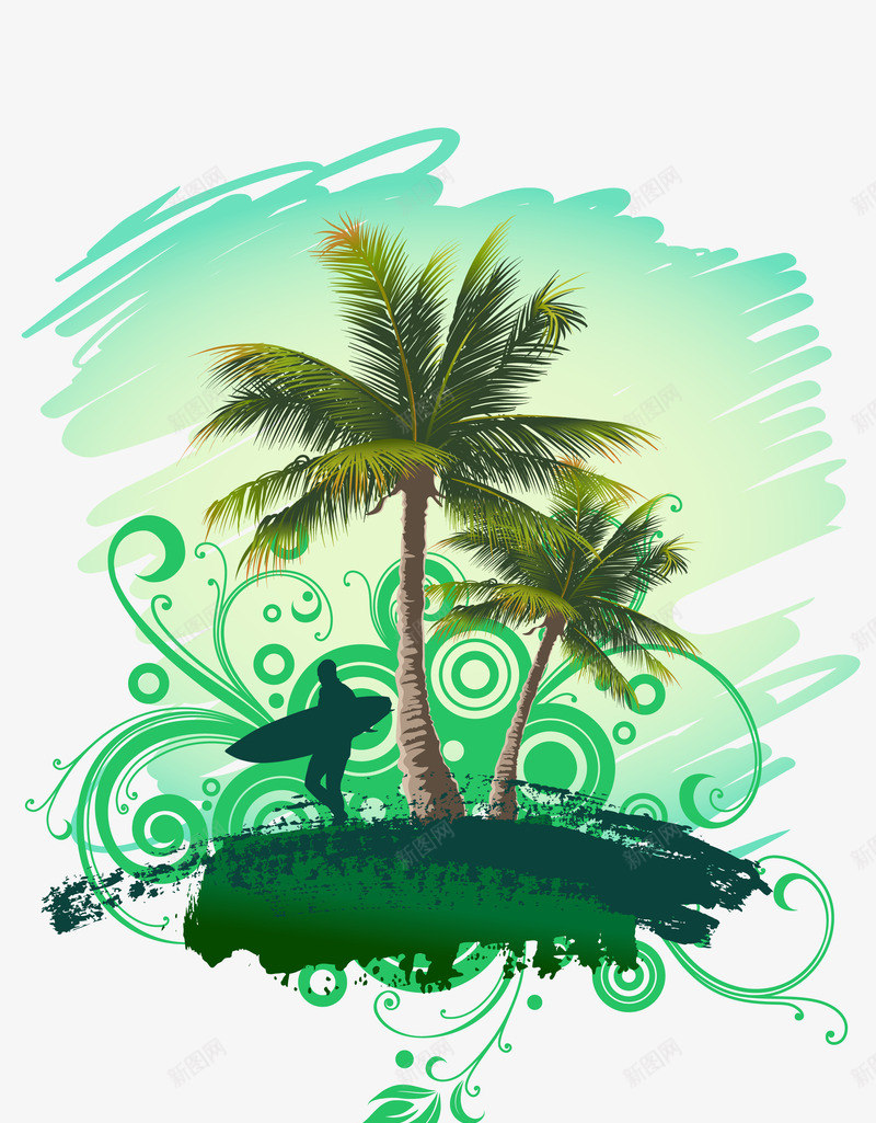 夏日元素椰树png免抠素材_新图网 https://ixintu.com 夏日元素 椰树 热带植物 绿色 装饰图案