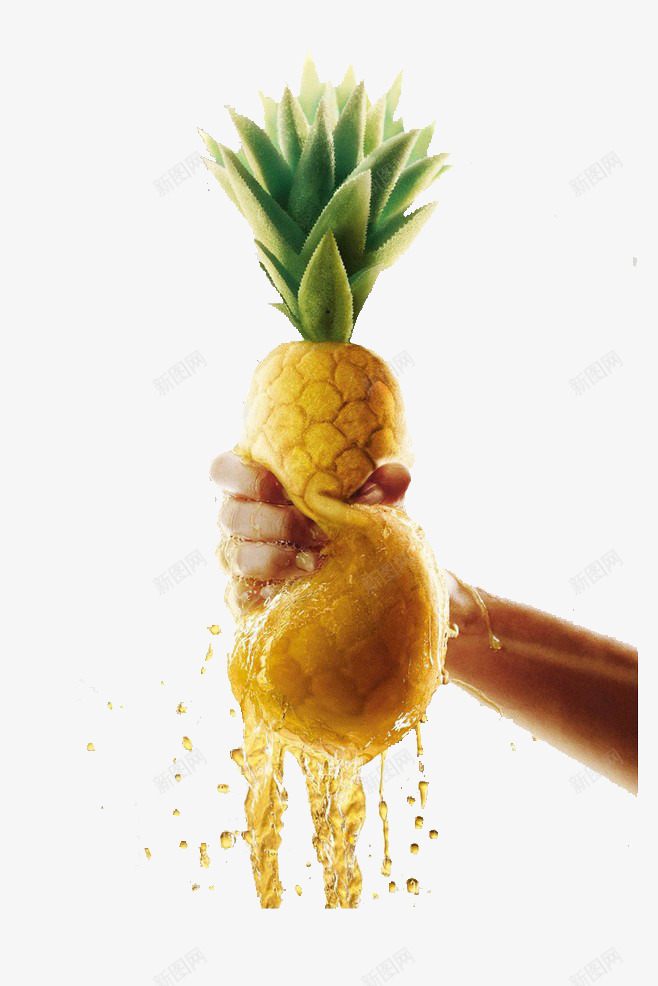 菠萝汁png免抠素材_新图网 https://ixintu.com 创意饮料素材 力气 手 捏出汁 水果