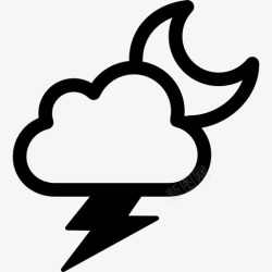 风雨交加电风雨交加的夜晚天气符号图标高清图片