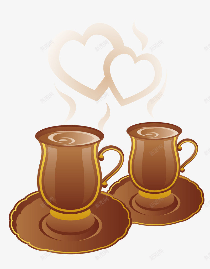 两杯冒着热气的咖啡png免抠素材_新图网 https://ixintu.com 两杯 心形 心形热气 棕色杯子 热咖啡 饮料