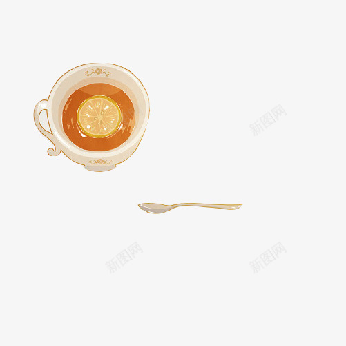 柠檬茶手绘画片png免抠素材_新图网 https://ixintu.com 勺子 手绘美食 柠檬茶 色彩画