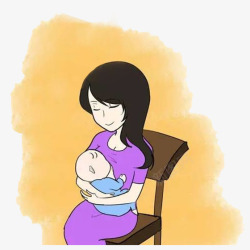 手绘版宝宝吃母乳素材