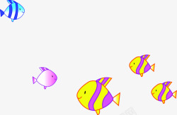 卡通手绘夏日小鱼效果动物素材