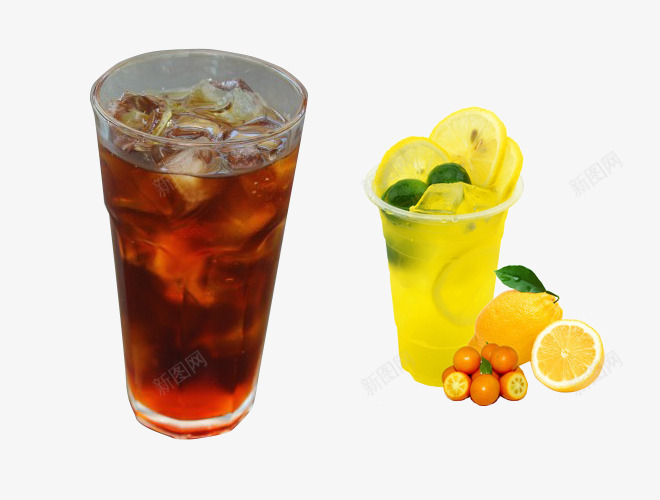 水果饮料png免抠素材_新图网 https://ixintu.com 冰镇 新鲜 柠檬 金桔柠檬茶