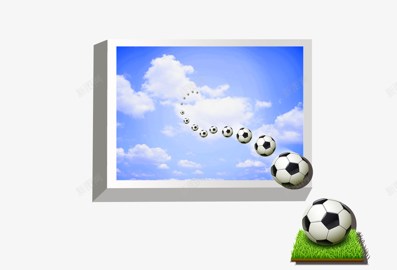 卡通足球窗口立体画png免抠素材_新图网 https://ixintu.com 3D立体地画 卡通 现代 科技 窗口 立体画 足球