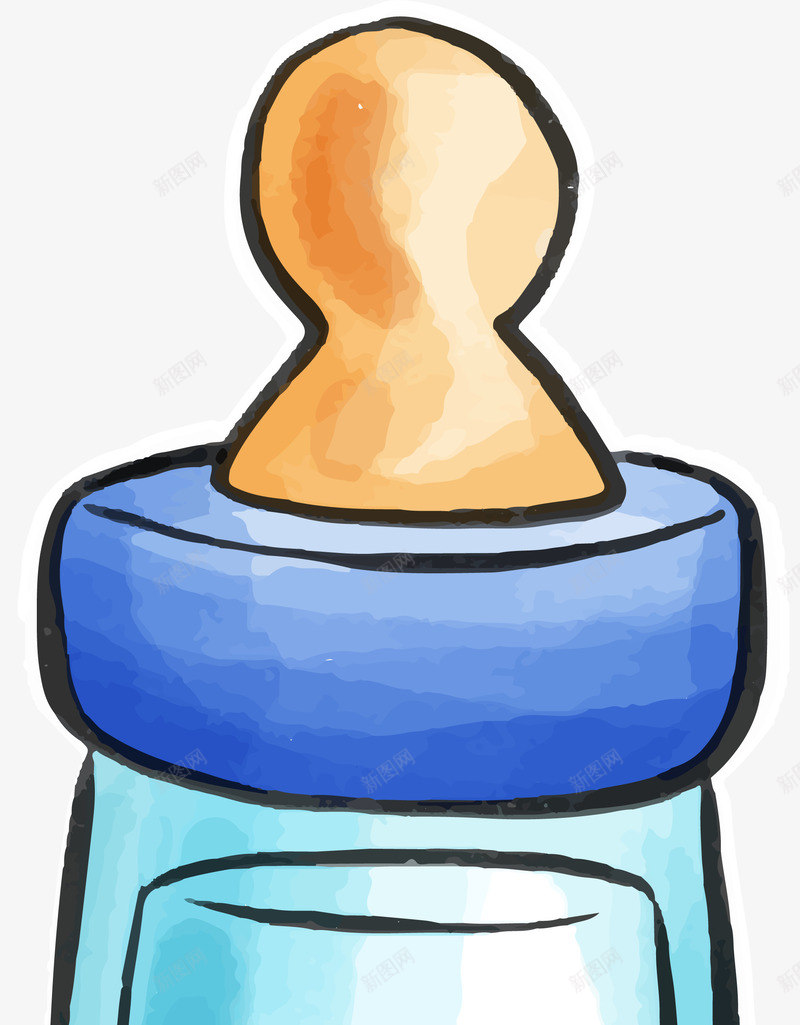 水彩笔手绘婴儿奶瓶png免抠素材_新图网 https://ixintu.com 儿童手绘 卡通 喝奶 奶瓶 婴儿 水彩笔 矢量图案