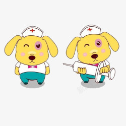 狗护士两只卡通狗医生高清图片