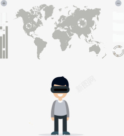 蒙眼人物虚拟现实智能穿戴人物矢矢量图素材