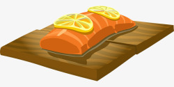 三文鱼柠檬木板素材