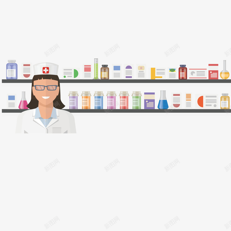医疗药品扁平化png免抠素材_新图网 https://ixintu.com 医生 医疗 医院 药瓶