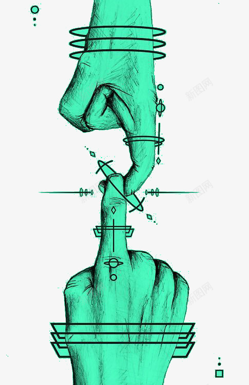 电子感应勾手指png免抠素材_新图网 https://ixintu.com 勾手指 手指 接触 碰触 绿色