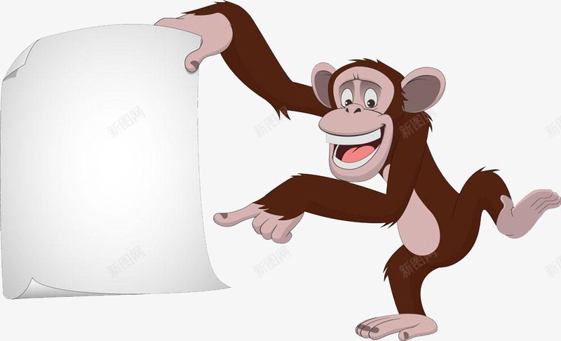 手拿纸手指向下的猴子png免抠素材_新图网 https://ixintu.com png免费 卡通猴子 手指向下 指向标示
