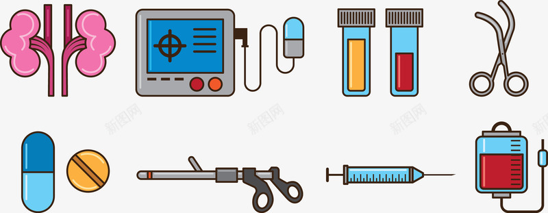 医院治疗用品png免抠素材_新图网 https://ixintu.com 人体器官 医院仪器 实验 药丸 药片 针管 钳子